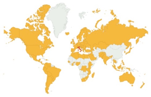 Mappa dei paesi che hanno visitato Psicosi 2012