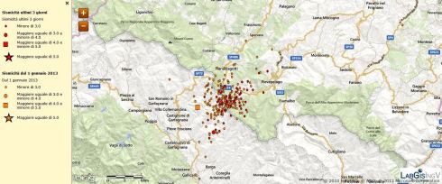 Eventi sismici in provincia di Lucca al 31/1